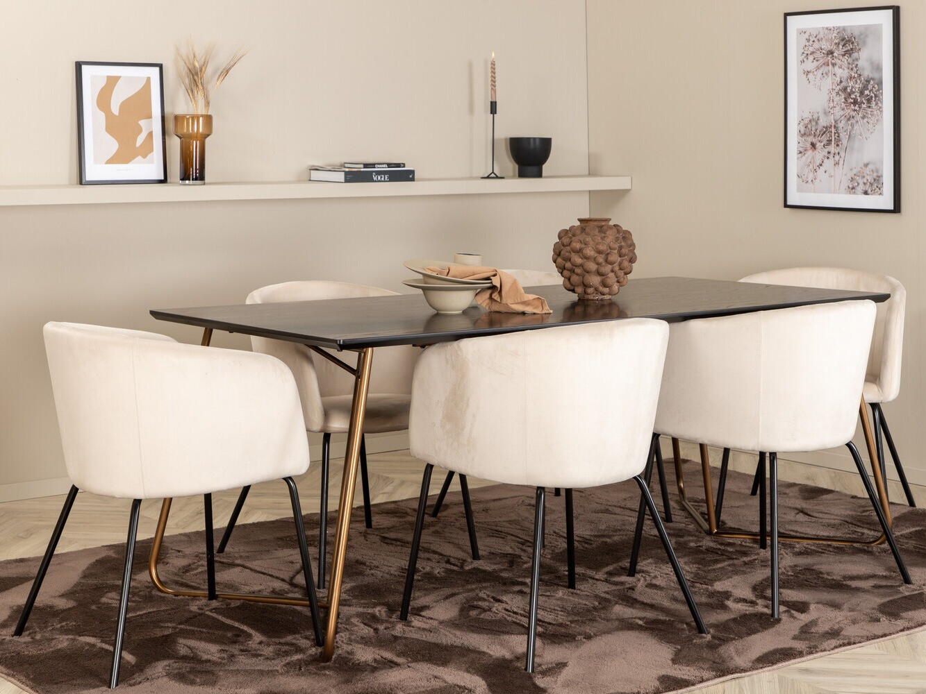 Conjunto para refeições Dallas 4191 (Creme + Preto)