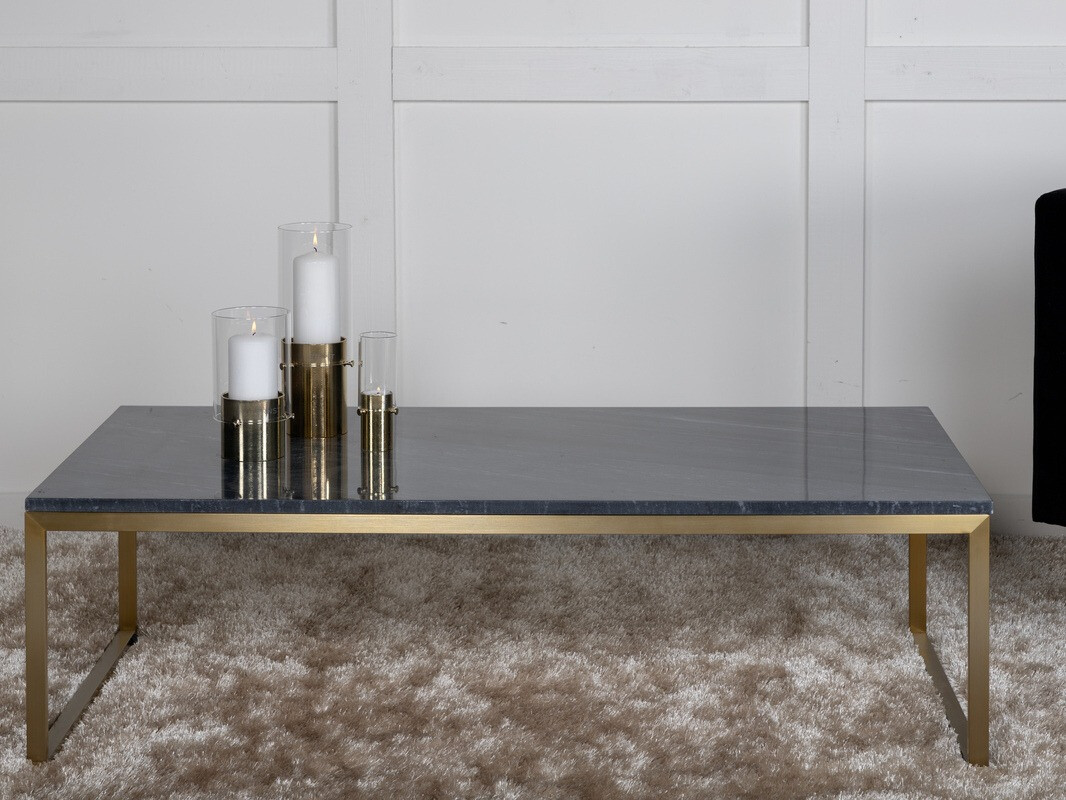 Mesa de centro Dallas 179 (Cinzento mármore + Dourado)