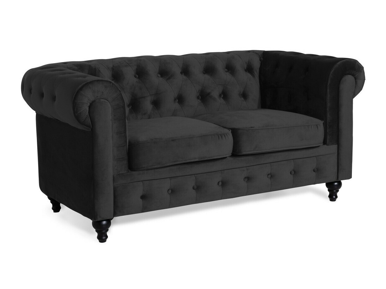 Chesterfield conjunto de mobiliário com estofo Manor House Ophfenu 110 (Preto)