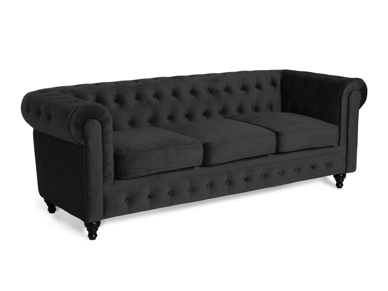 Chesterfield conjunto de mobiliário com estofo Manor House Ophfenu 110 (Preto)