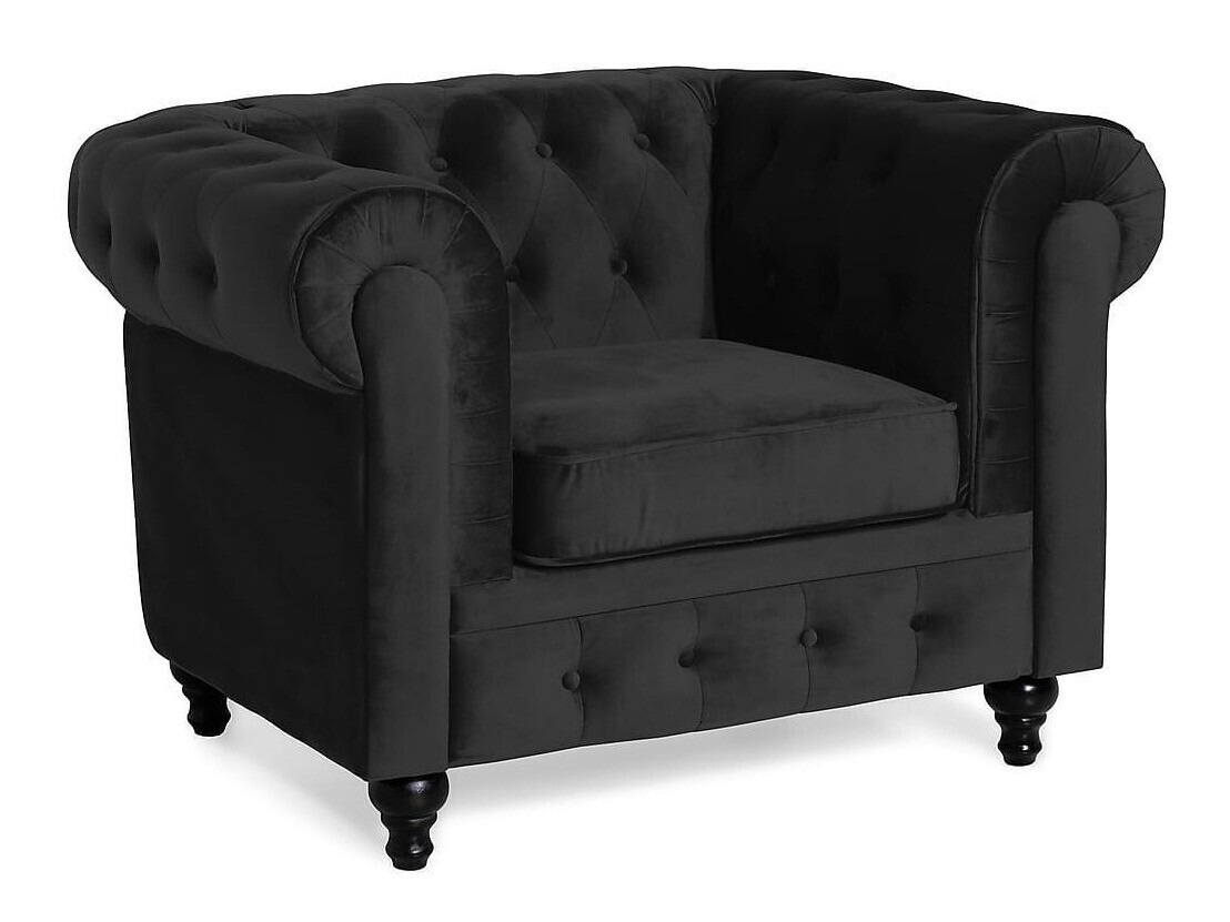 Chesterfield conjunto de mobiliário com estofo Manor House Ophfenu 110 (Preto)