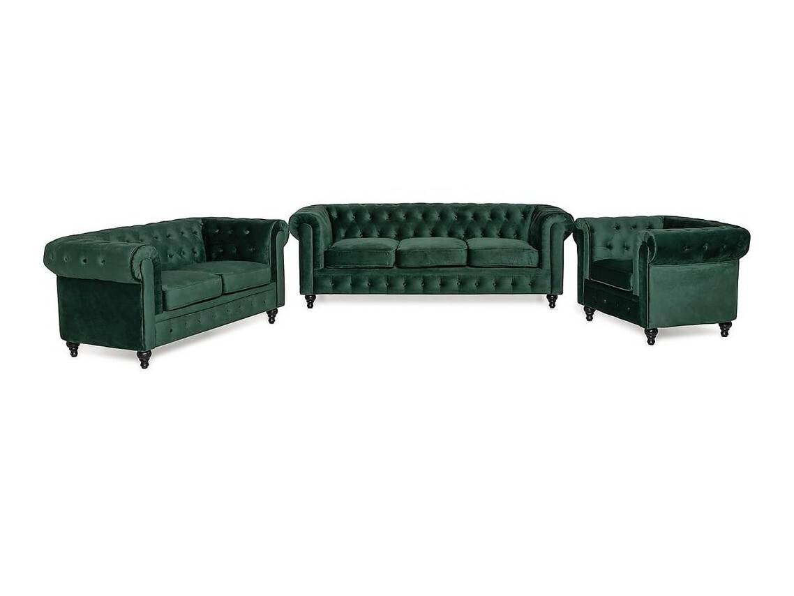 Chesterfield conjunto de mobiliário com estofo Manor House Ophfenu 110 (Verde)