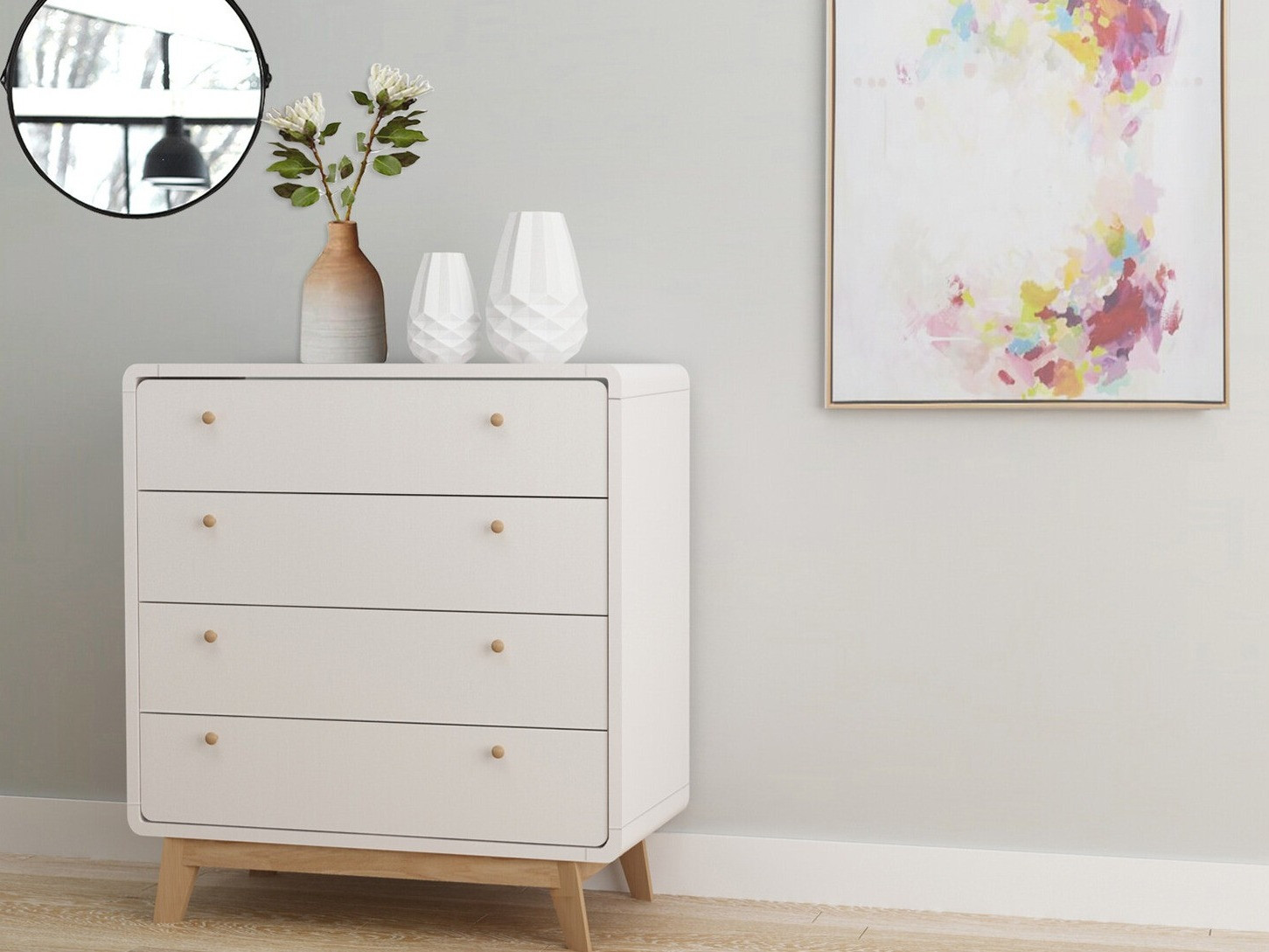Cómoda Elbtena 112 (Branco + Carvalho)