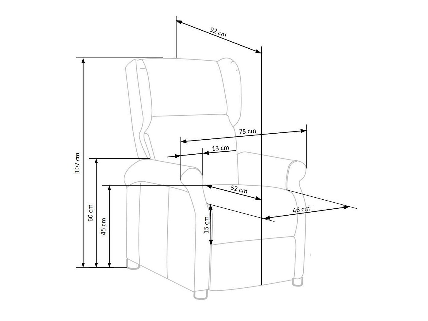 Poltrona reclinável Houston 854 (Cinzento)