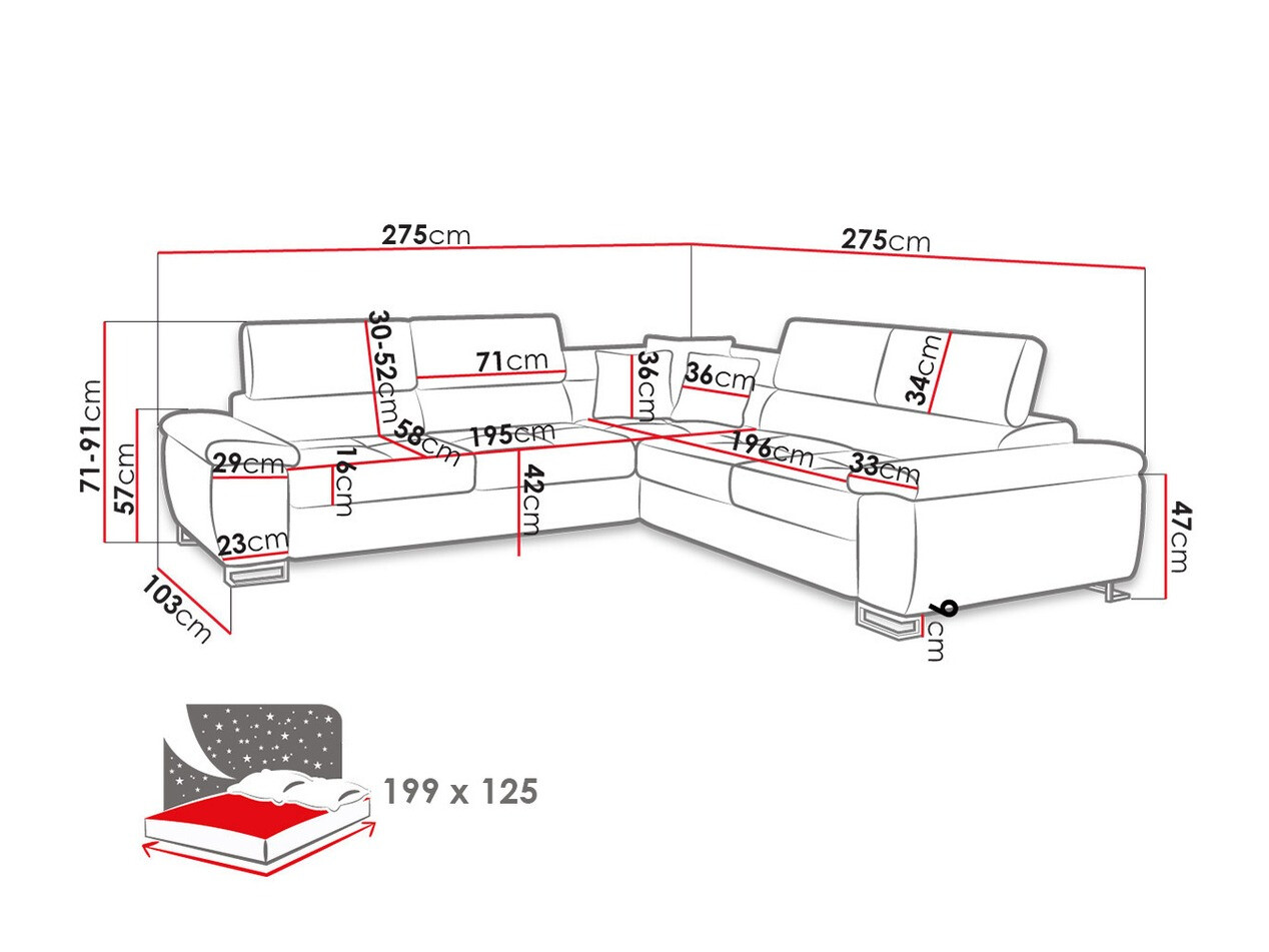 Sofá de canto Comfivo 265 (Soft 017 + Bristol 2460 + Soft 017)