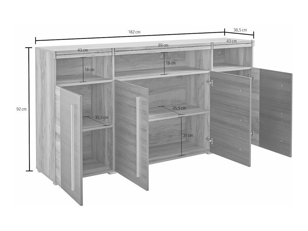 Aparador Sorciro 107 (Noz + Carvalho escuro)