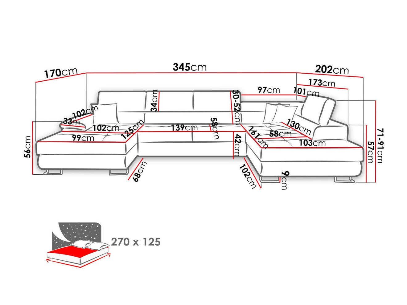 Sofá de canto Comfivo Ruta IV (Soft 011 + Lux 06 + Soft 011)
