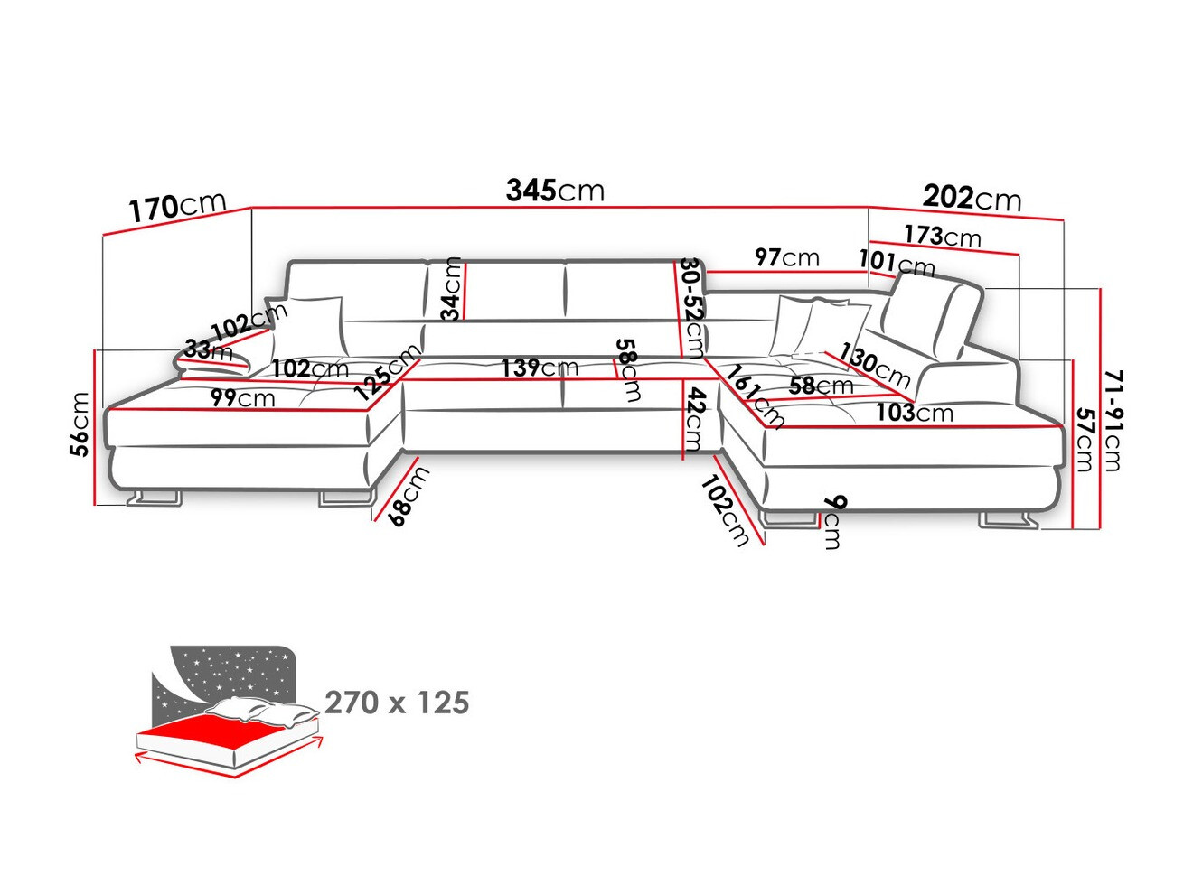 Sofá de canto Comfivo Ruta IV (Soft 017 + Lux 06 + Soft 017)