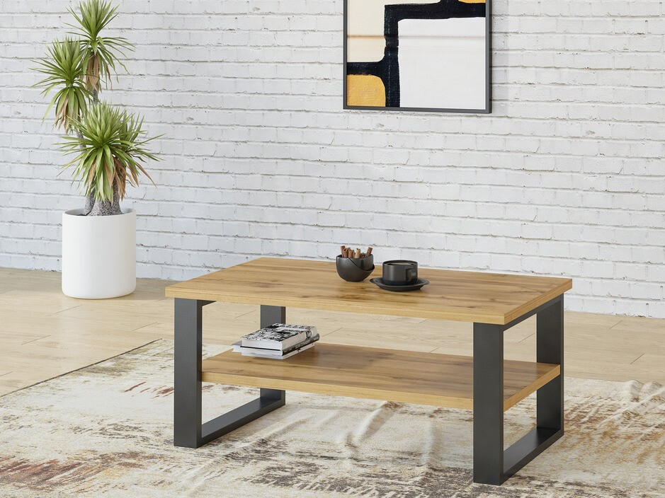 Mesa de centro Avicavu 110 (Carvalho wotan + Preto)