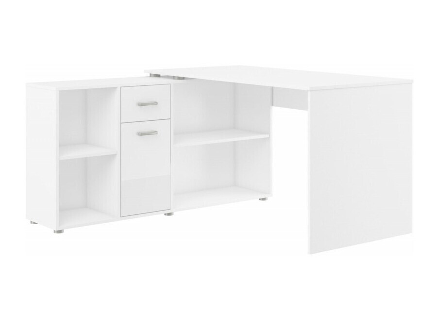 Mesa de escritório para cantos Gilroy 113 (Branco + Branco brilhante)
