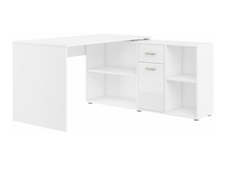 Mesa de escritório para cantos Gilroy 113 (Branco + Branco brilhante)