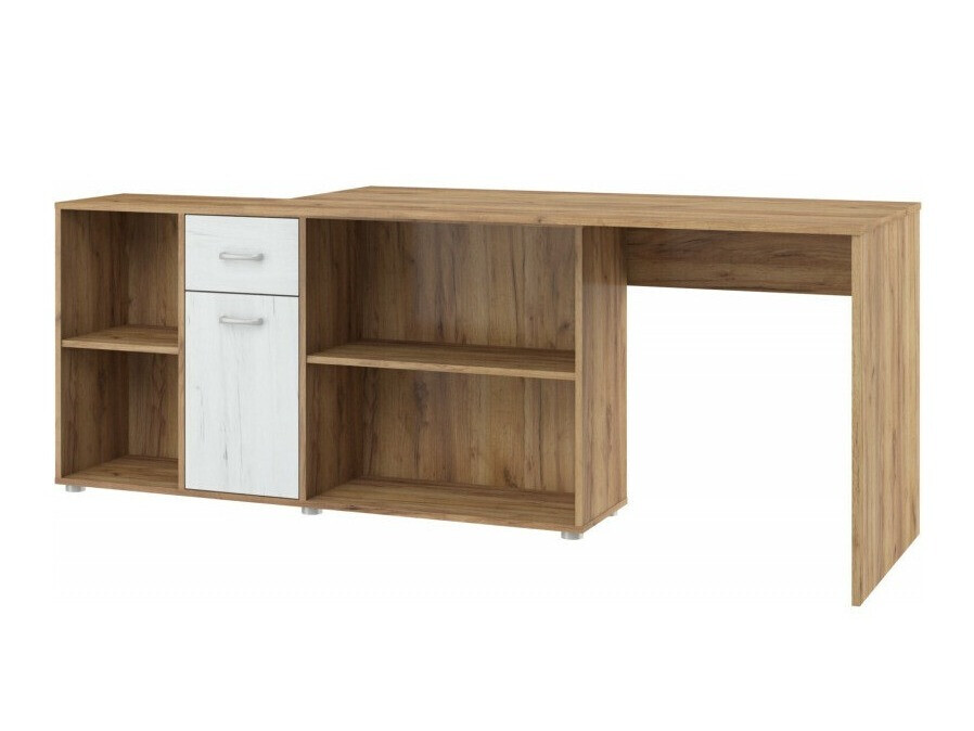 Mesa de escritório para cantos Gilroy 113 (Craft carvalho + Branco craft)