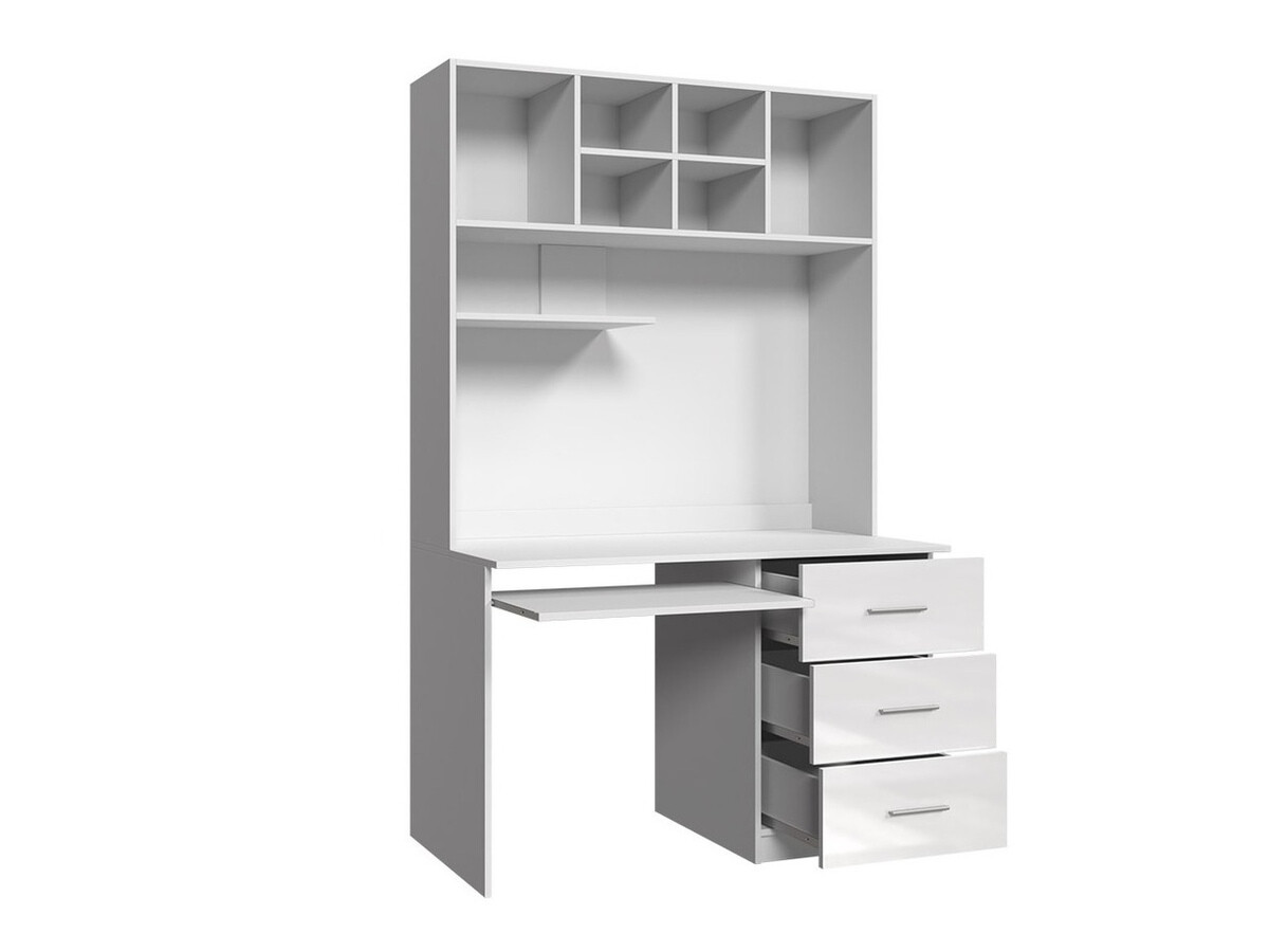 Mesa de escritório Campus (Branco + Branco brilhante + Cor-de-rosa brilhante)