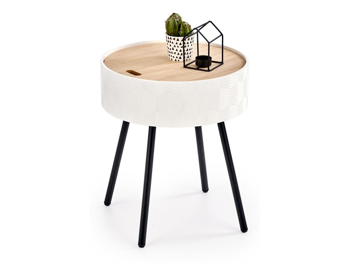 Mesa de apoio Houston 606 (Branco + Madeira clara + Preto)