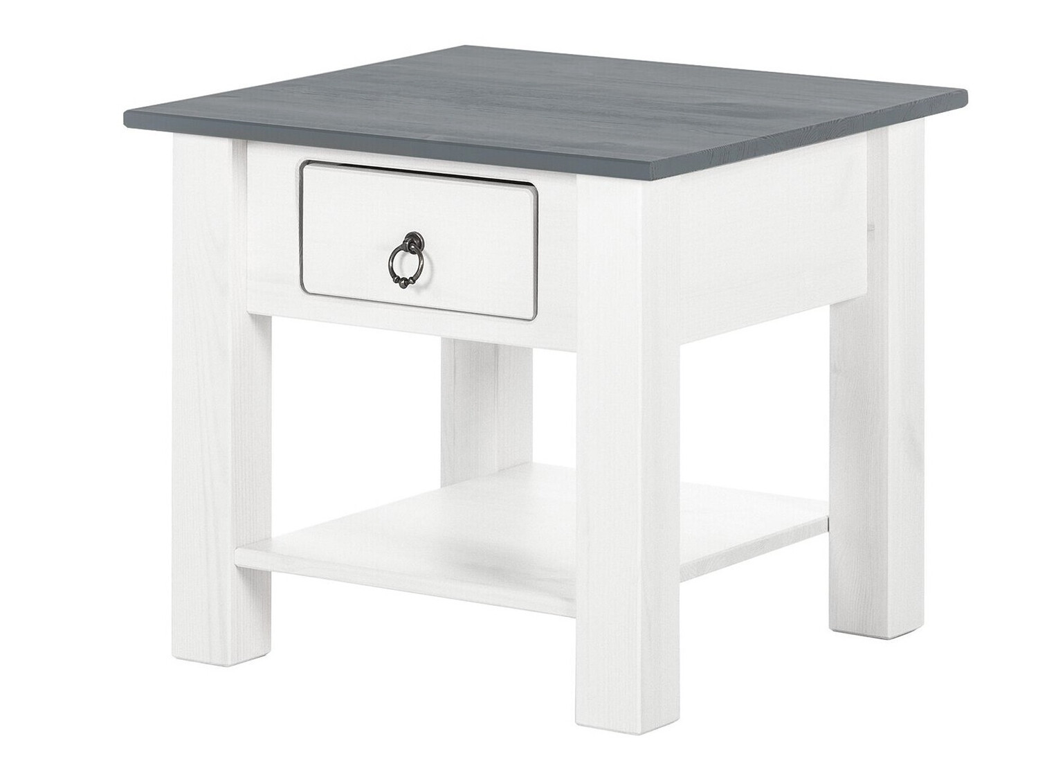 Mesa de apoio Denton 121 (Branco + Carvalho cinza)