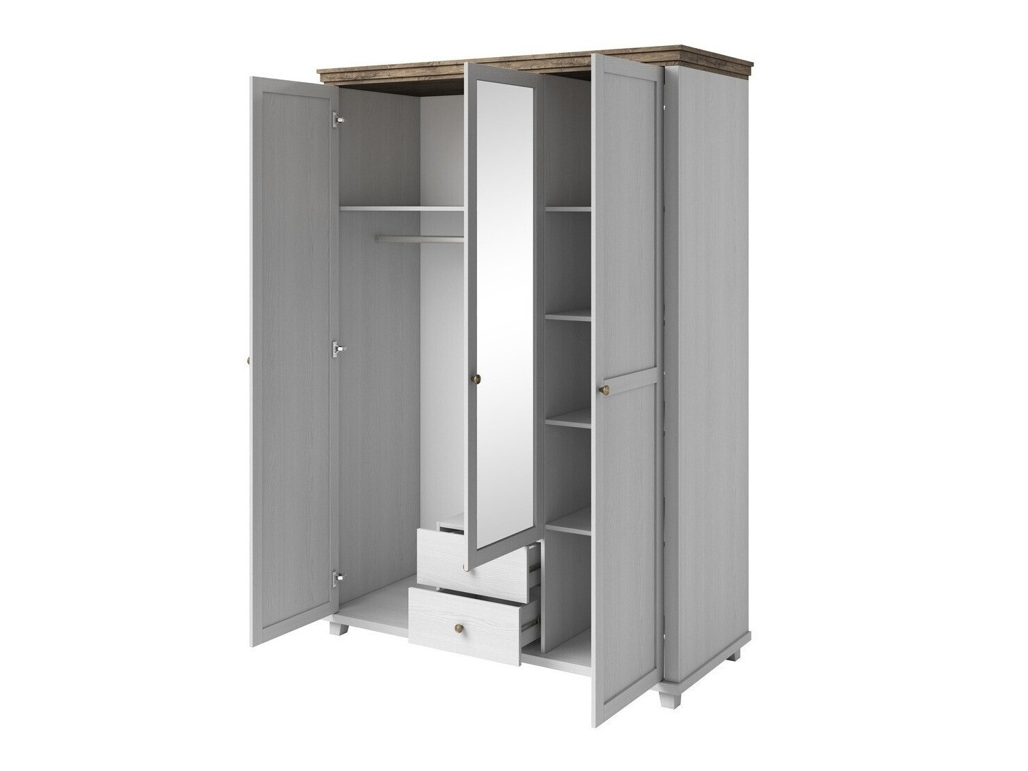 Roupeiro Tolnue 114 (Cinza branqueada + Carvalho lefkas)