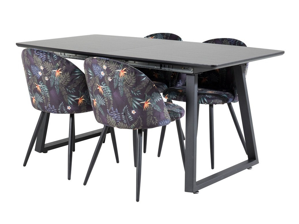 Conjunto para refeições Dallas 1609 (Padrão florido + Preto)