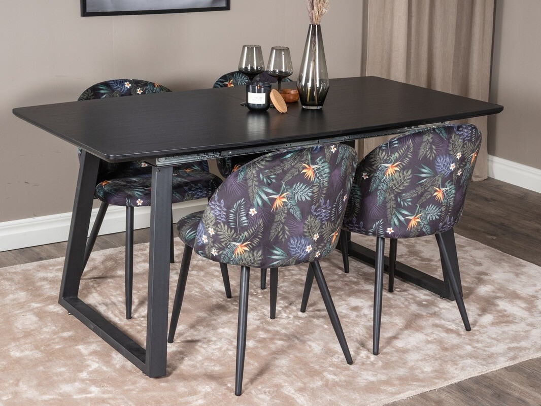 Conjunto para refeições Dallas 1609 (Padrão florido + Preto)