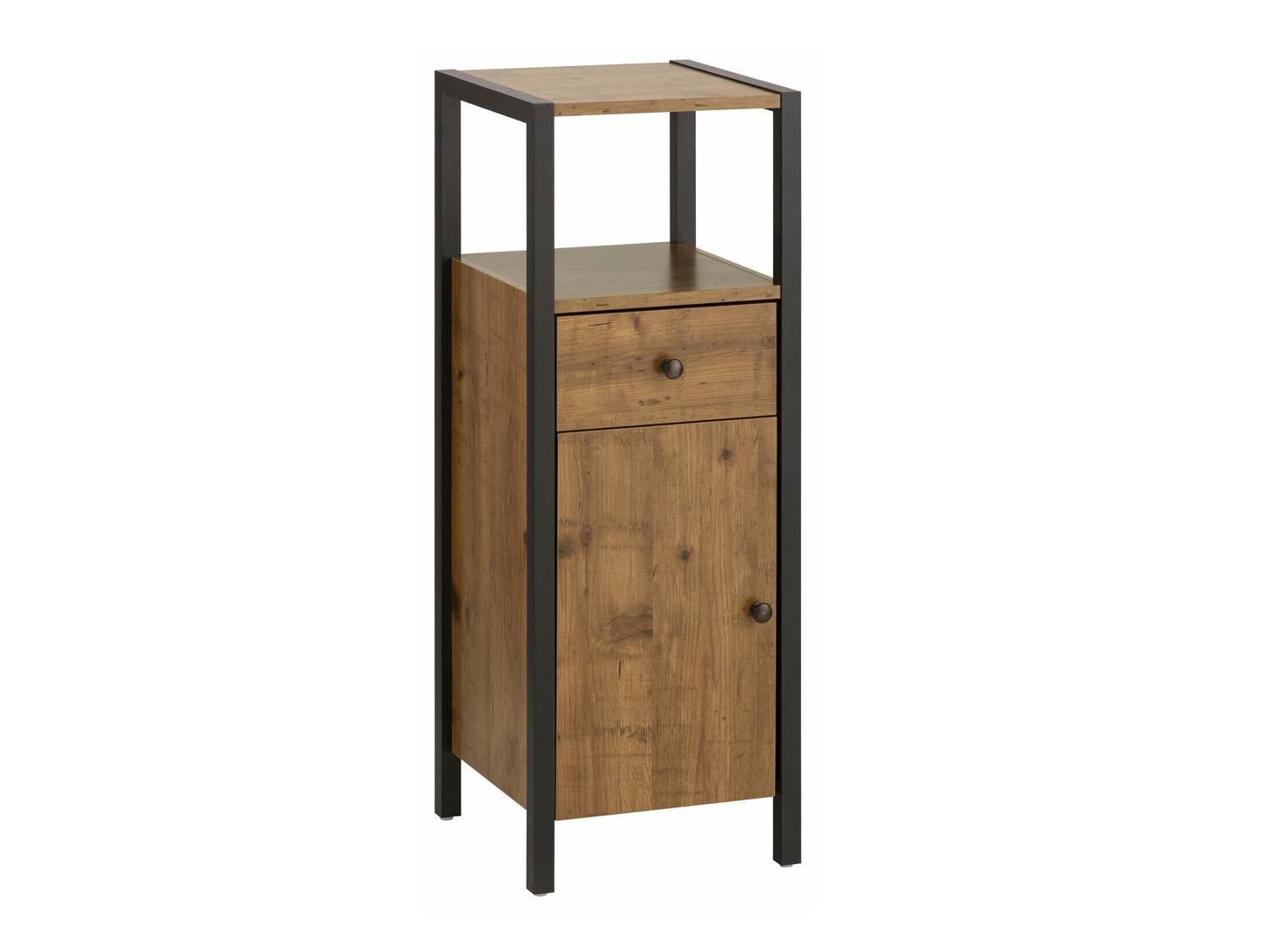 Armário colocado para casa de banho Larnovo 112 (Carvalho escuro + Preto)