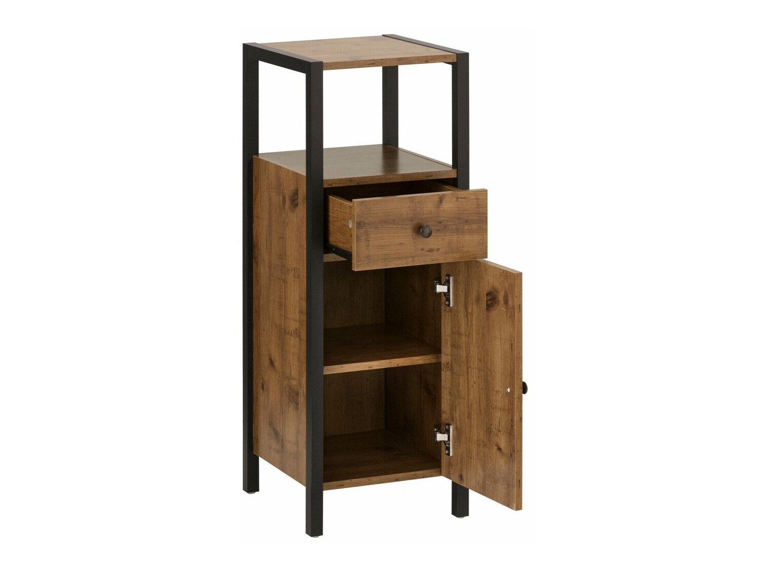 Armário colocado para casa de banho Larnovo 112 (Carvalho escuro + Preto)