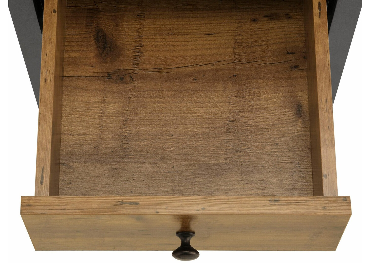 Armário colocado para casa de banho Larnovo 112 (Carvalho escuro + Preto)