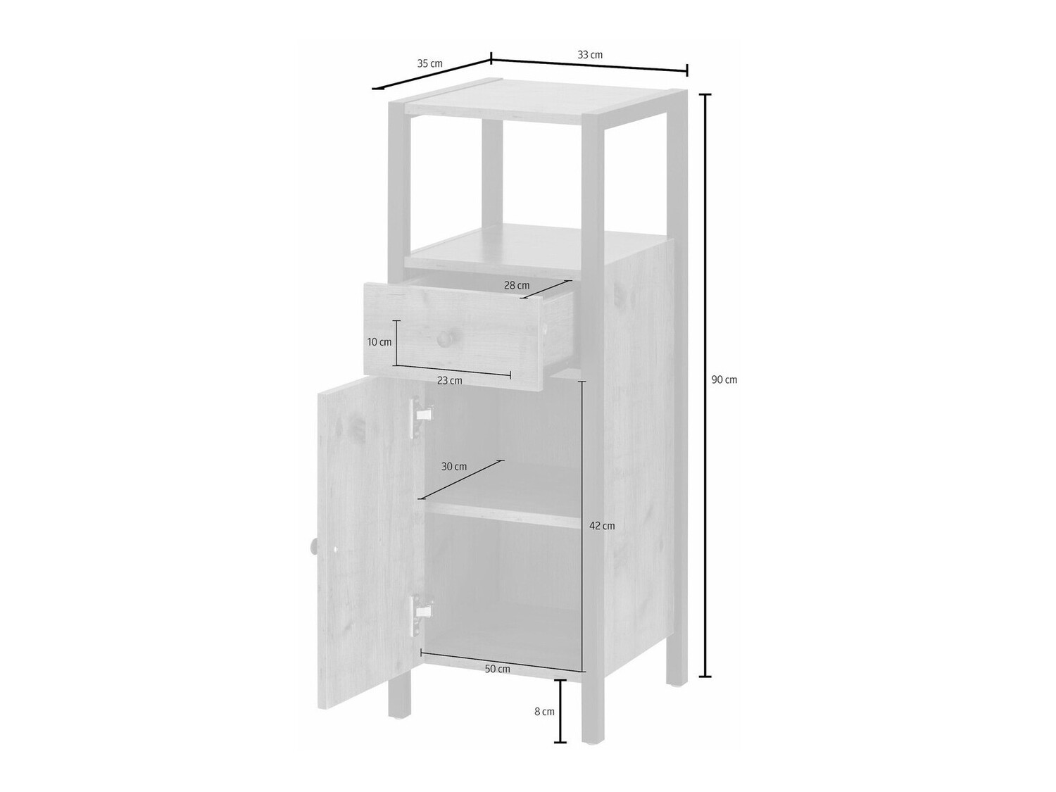 Armário colocado para casa de banho Larnovo 112 (Carvalho escuro + Preto)