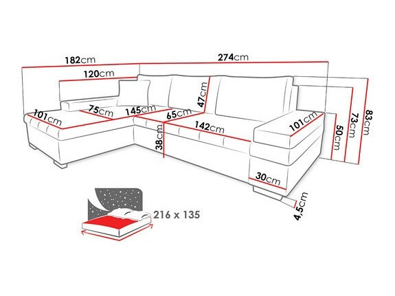 Sofá de canto Comfivo Olivetum I (Soft 017 + Lux 06)
