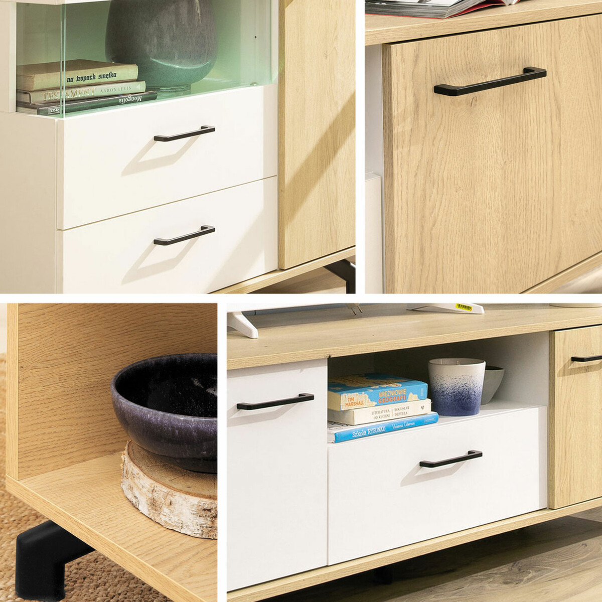 Estante Omaha S103 (Branco + Carvalho claro)