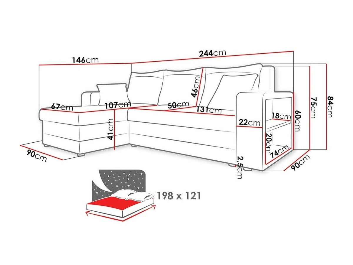 Sofá de canto Comfivo 153 (Casablanca 2307 + Soft 001)