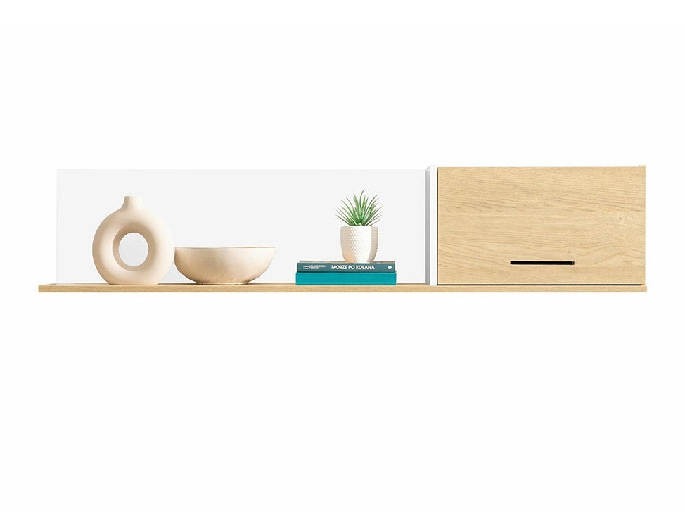 Estante de parede Omaha S112 (Branco + Carvalho claro)
