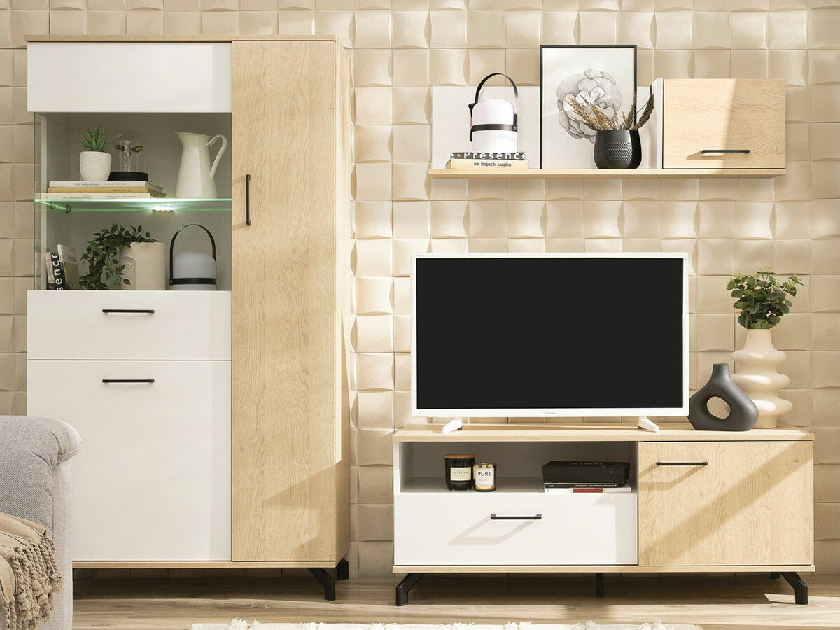 Estante de parede Omaha S112 (Branco + Carvalho claro)