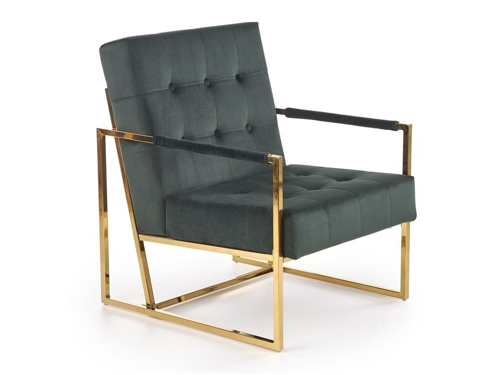 Poltrona Houston 886 (Verde escuro + Dourado)