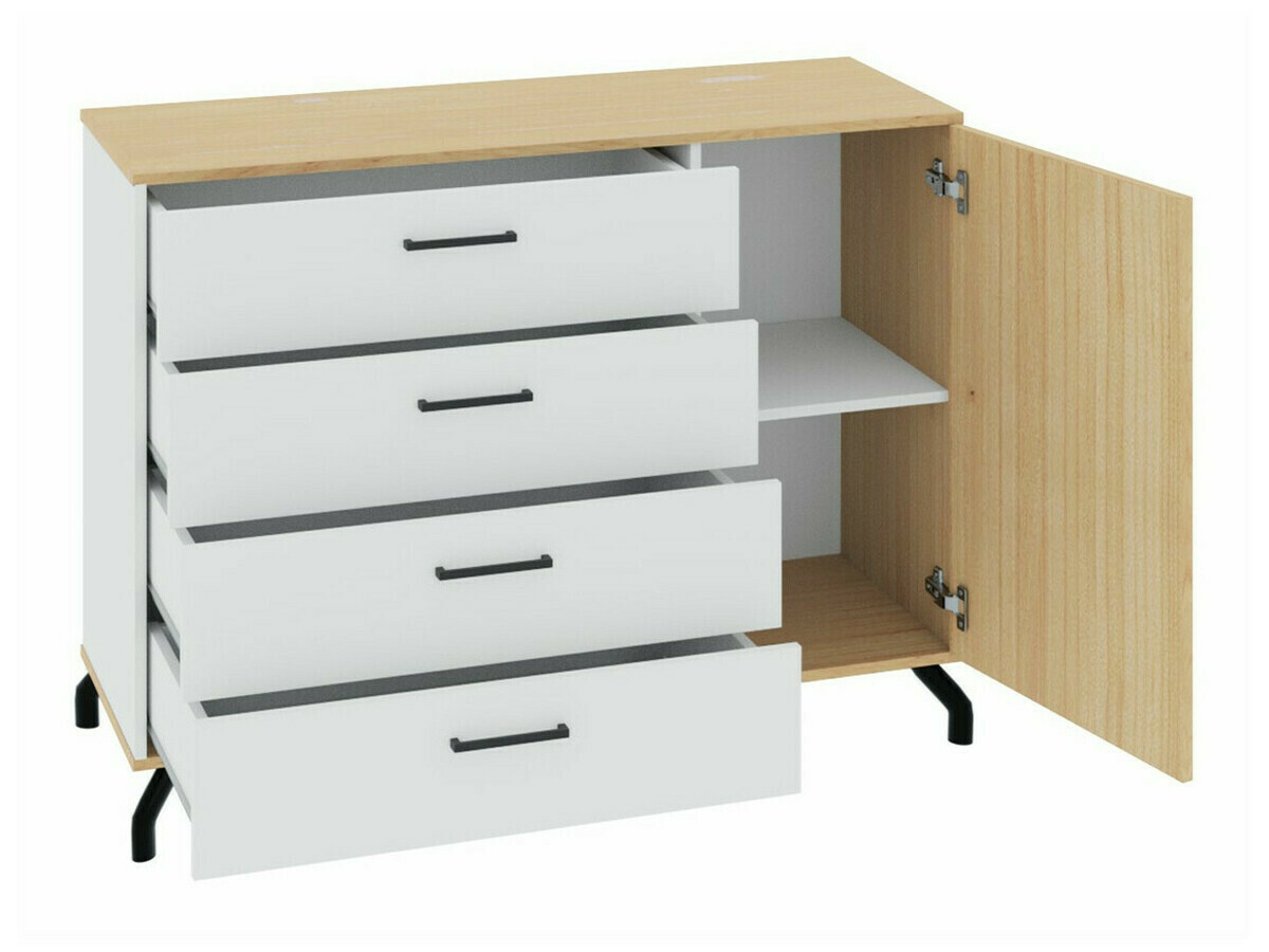 Conjunto para sala de estar Omaha S117 (Preto + Carvalho claro)