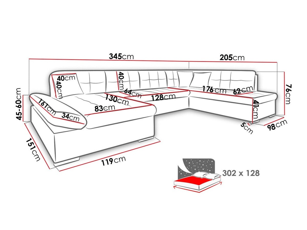 Sofá de canto Comfivo 150 (Soft 011 + Bristol 2460)