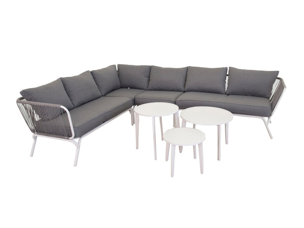 Conjunto de mobiliário para o exterior Dallas 1084 (Cinzento + Branco)