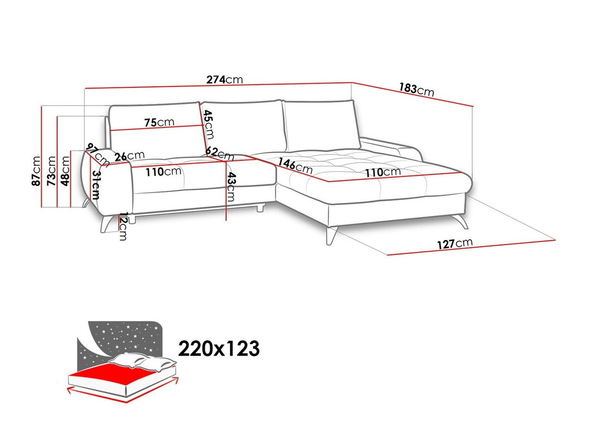 Sofá de canto ComfiDream 110 (Sawana 21)
