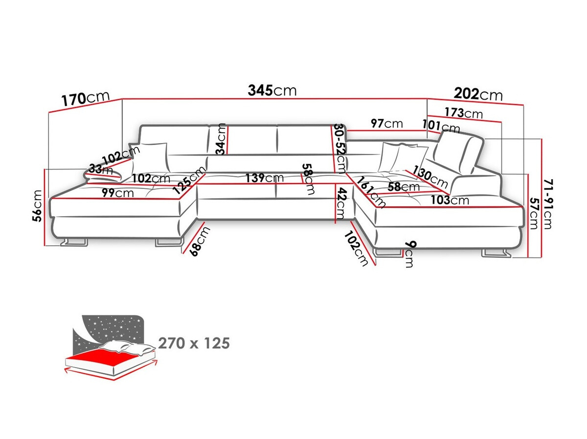 Sofá de canto Comfivo Ruta V (Prestige 2765 Karo + Prestige 2765)