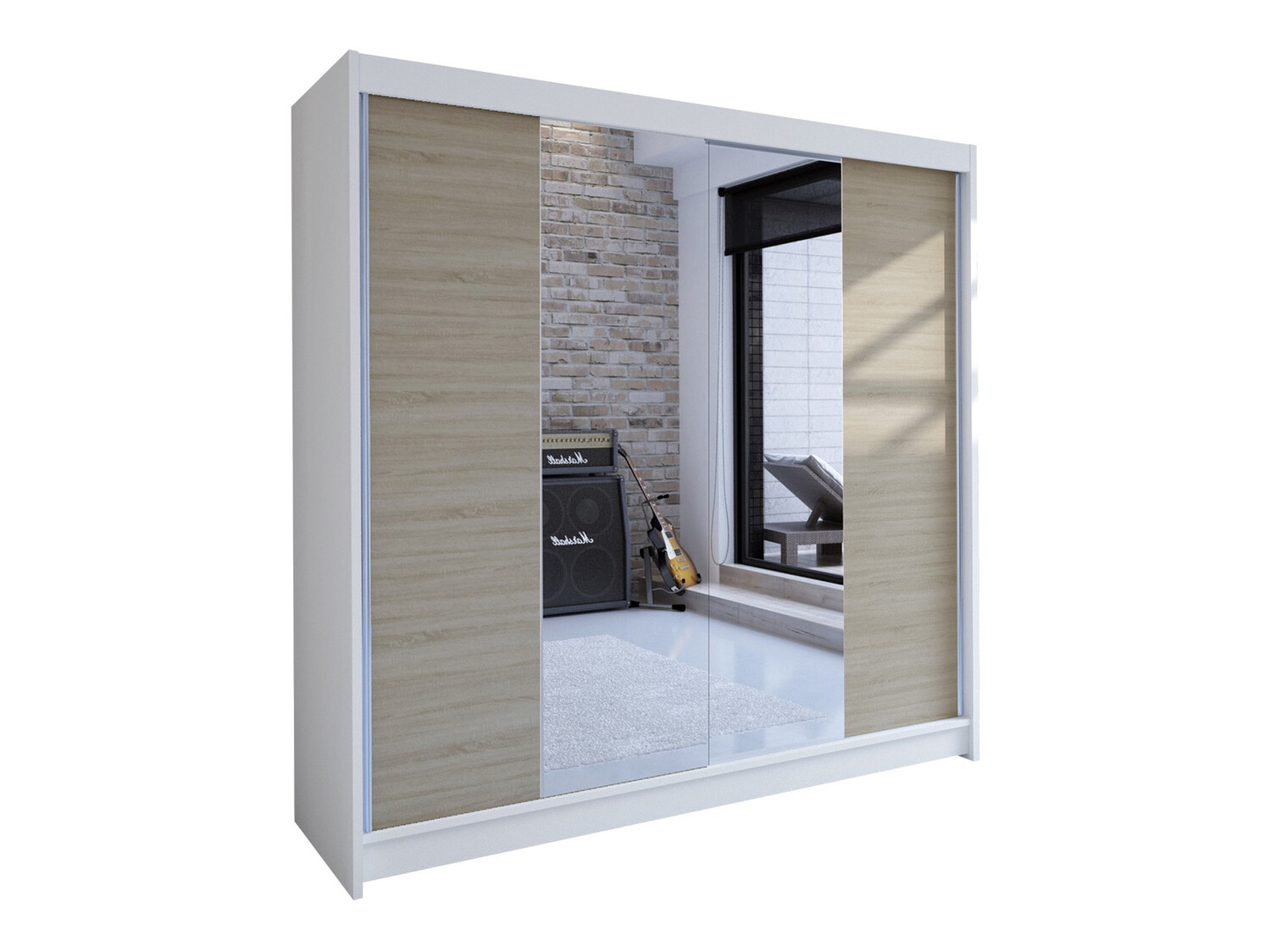 Roupeiro Closico Cavaris II (Branco + Carvalho sonoma)