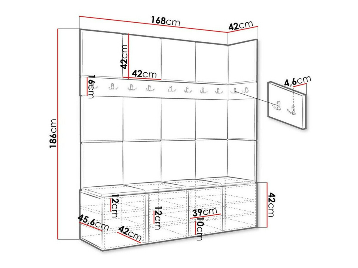Conjunto para corredor Hartford 265 (Grafite)