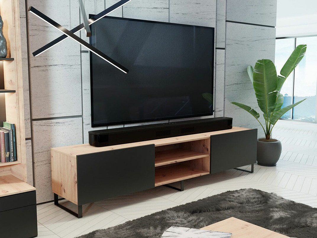 Móvel de TV Stanton 143 (Carvalho Artisan + Preto)