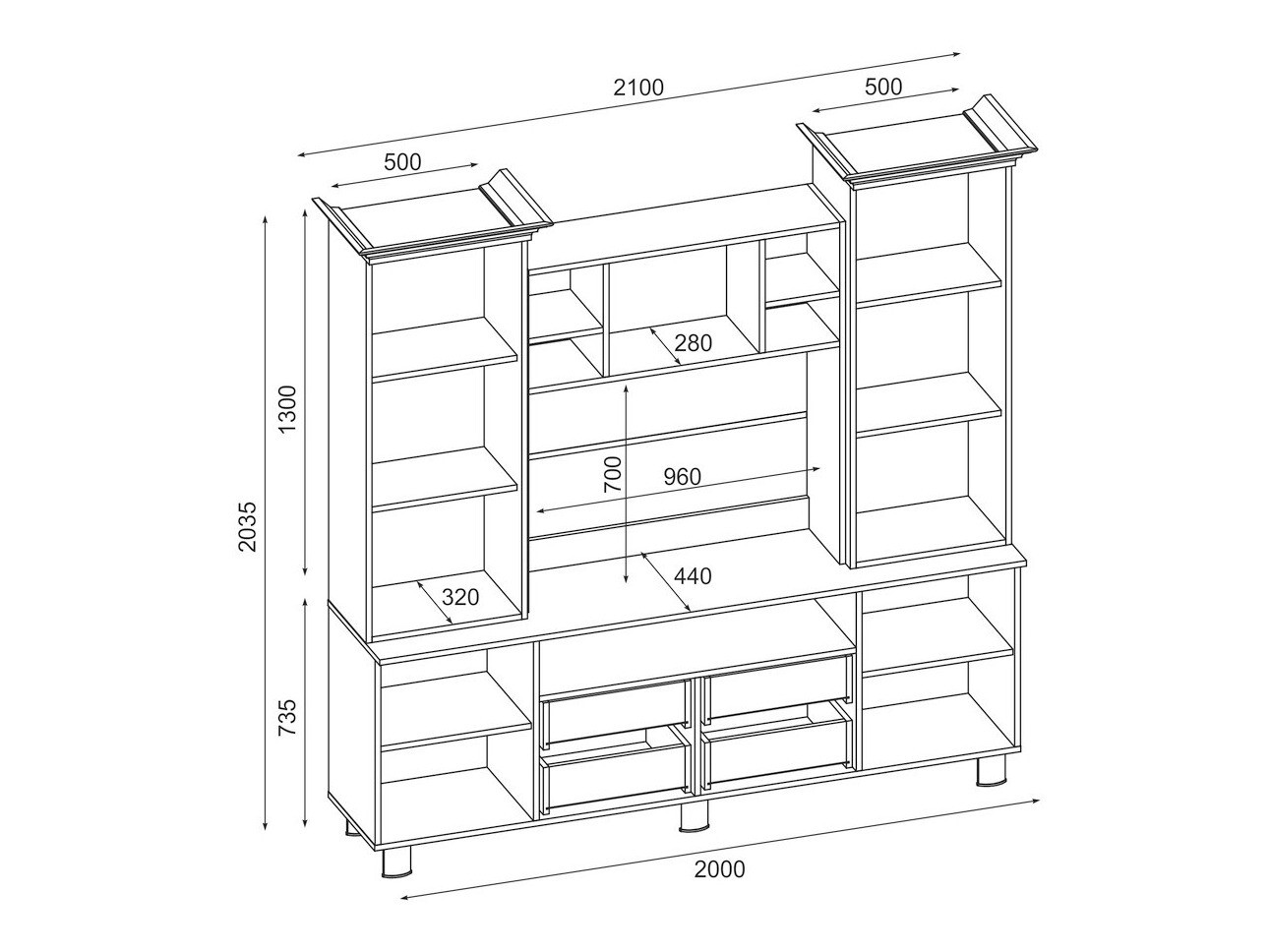 Conjunto para sala de estar Lexington 165 (Carvalho sonoma)