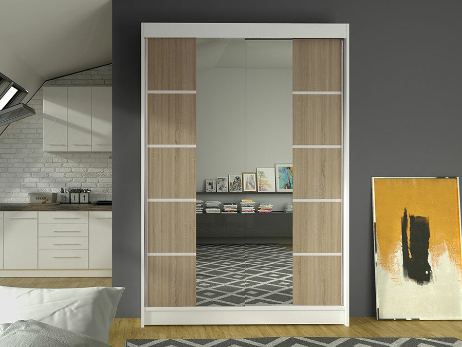 Roupeiro Closico Salvor V (Branco + Carvalho sonoma)