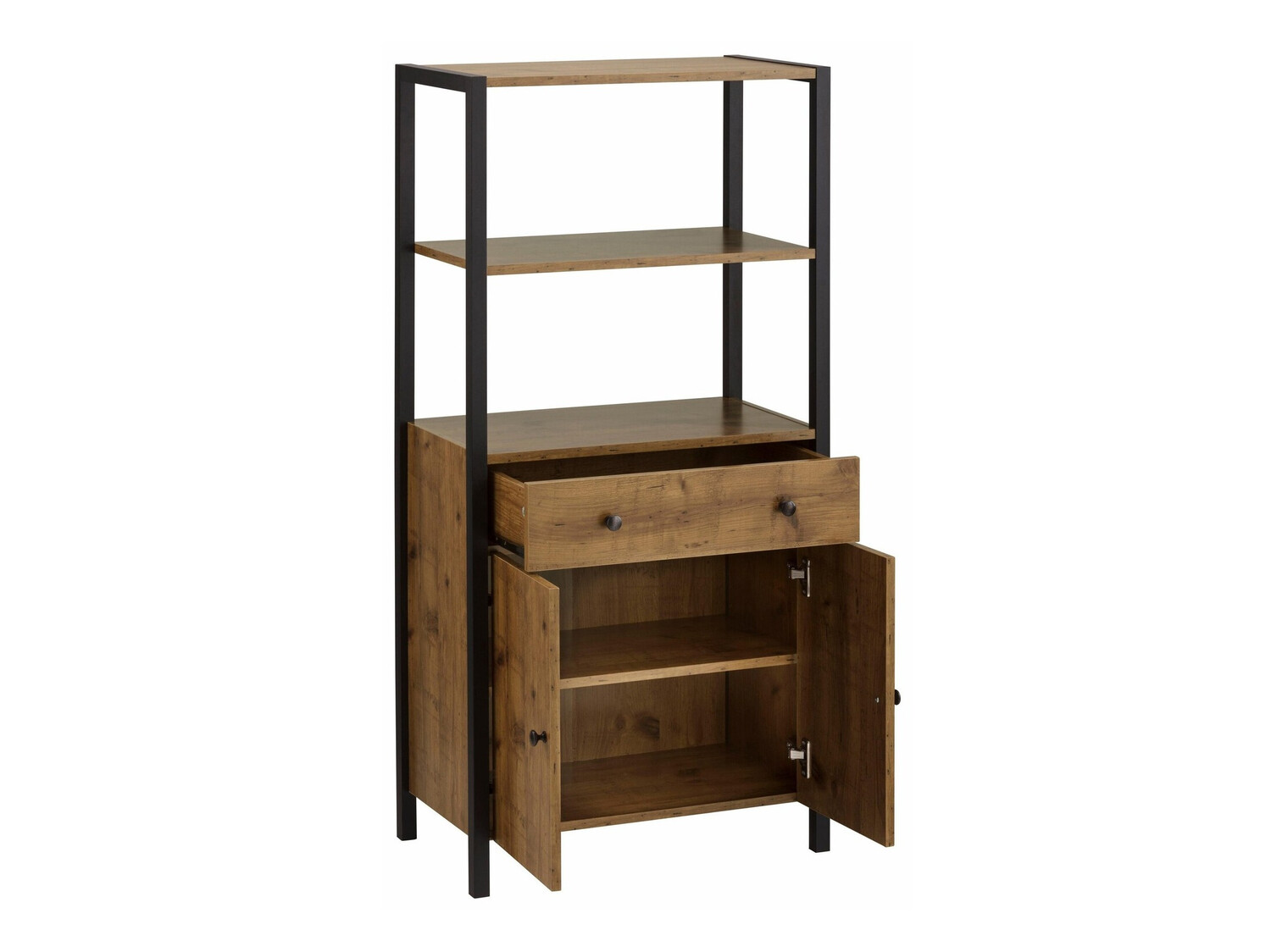 Prateleira para casa de banho Larnovo 111 (Carvalho escuro + Preto)