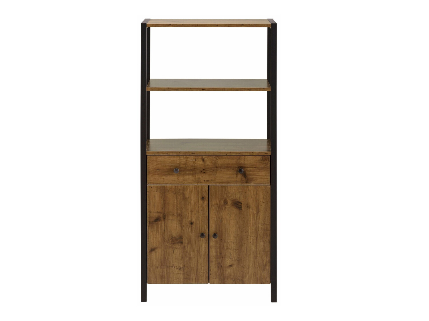 Prateleira para casa de banho Larnovo 111 (Carvalho escuro + Preto)