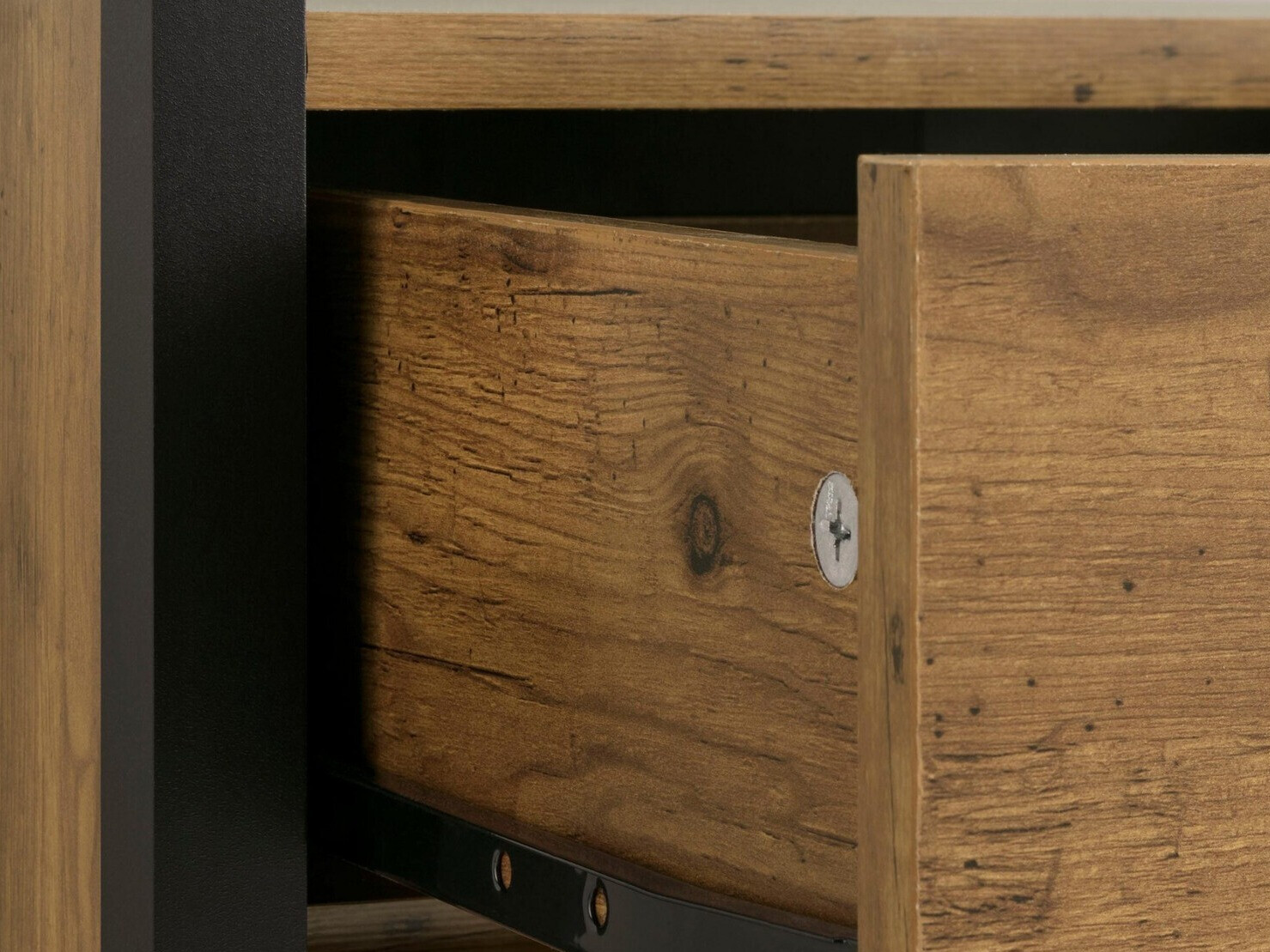 Prateleira para casa de banho Larnovo 111 (Carvalho escuro + Preto)