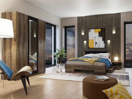 Roupeiro Vestivo 100 (Carvalho do Monastery + Preto)