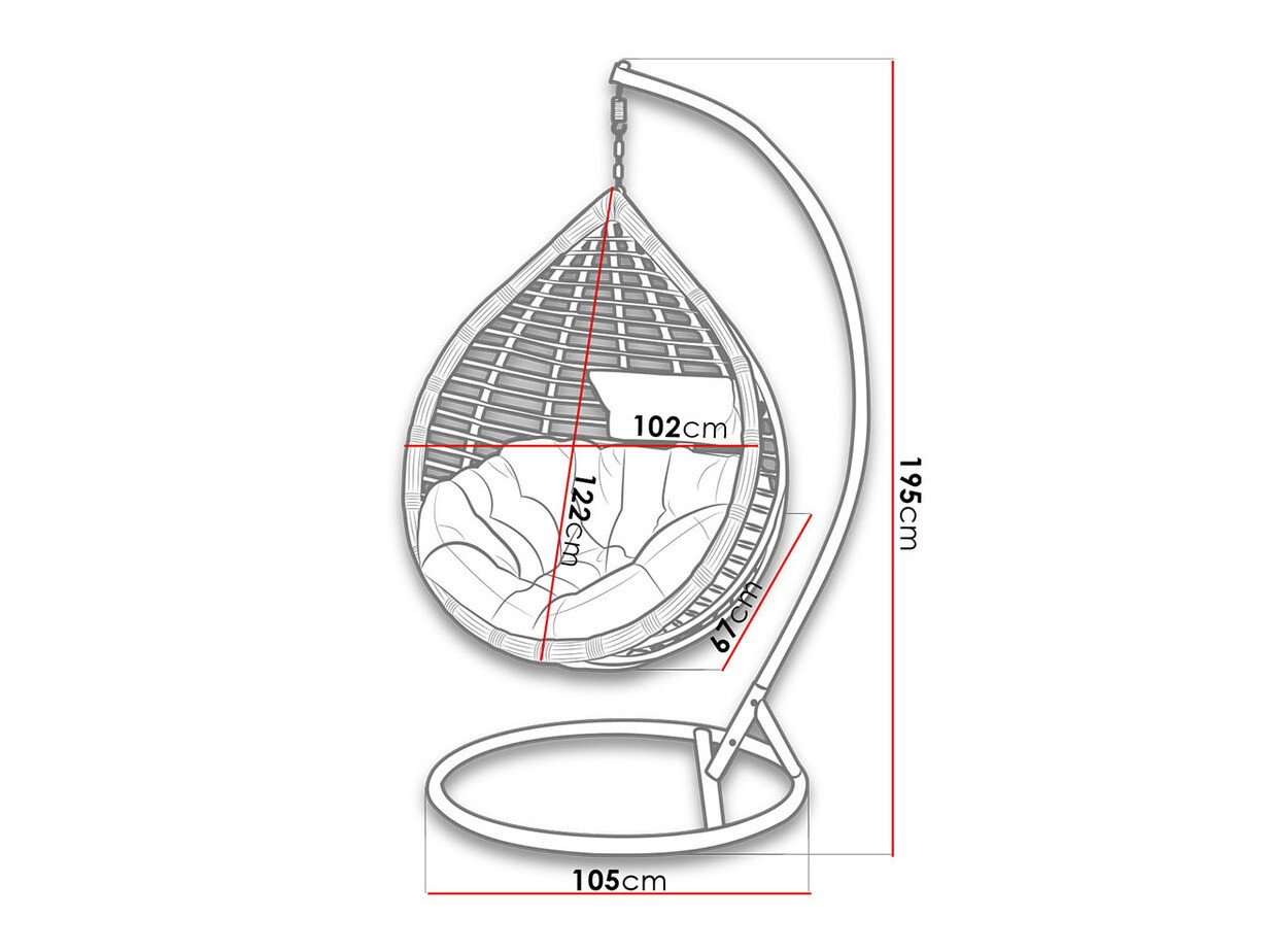 Cadeira suspensa Miramar 136 (Castanho claro + Preto + Cinzento)