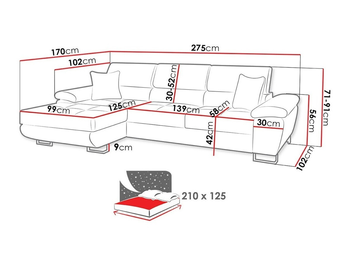 Sofá de canto Comfivo 242 (Terra 1 + Terra 6)