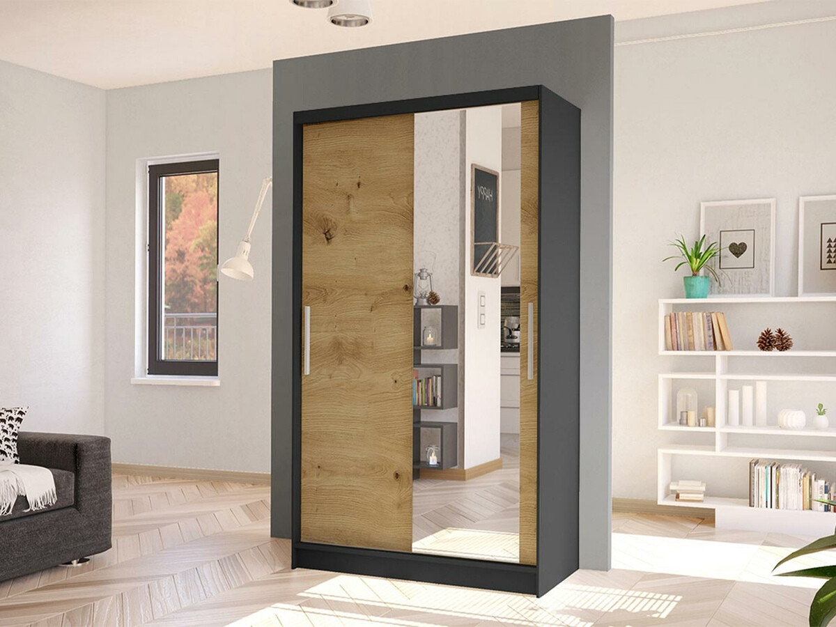 Roupeiro Closico Structor VI (Preto + Carvalho Artisan)