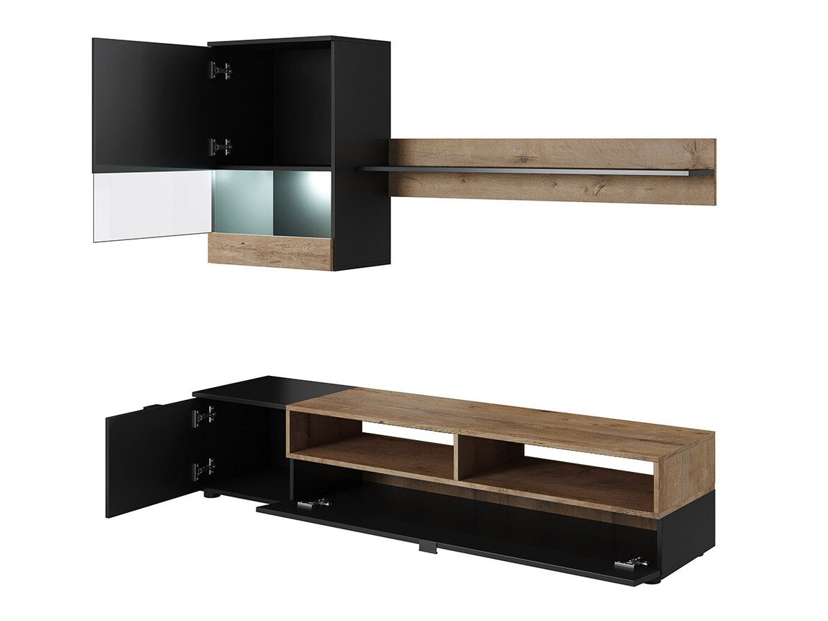 Conjunto para sala de estar Charlotte 126 (Carvalho lefkas + Cinza fosco)